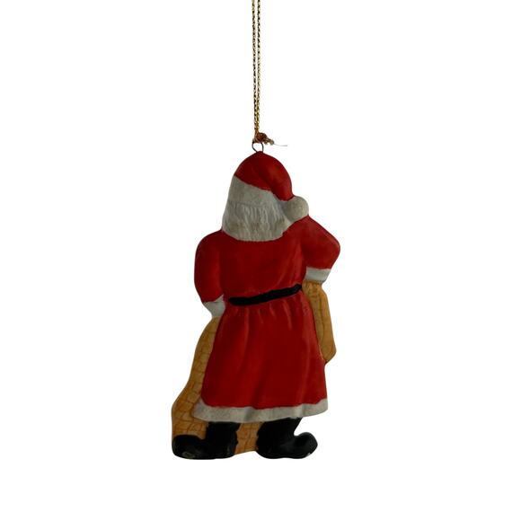 Vintage Ceramic Santa with Toy Sack Christmas Ornament 4.25” - Picture 3 of 12